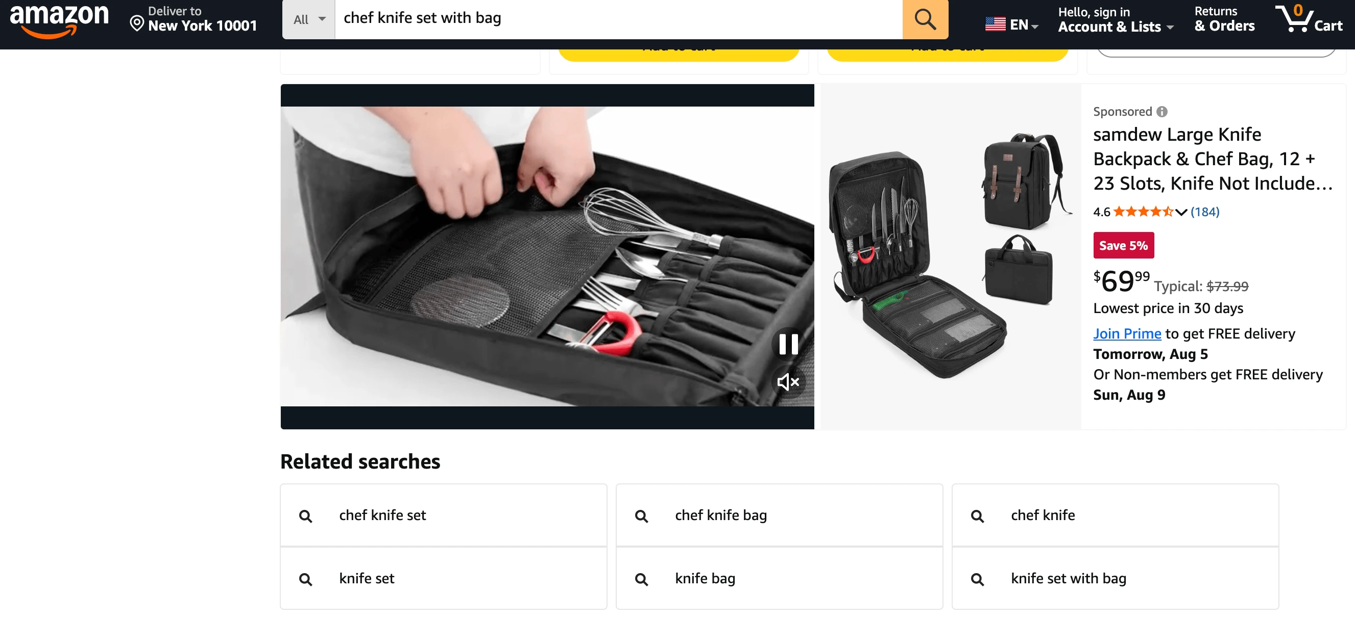 Amazon related search keyword results in the SellClaw Amazon keyword research tool