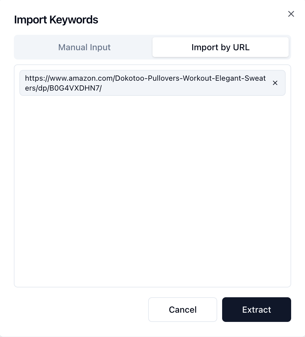 Entering a competitor product URL